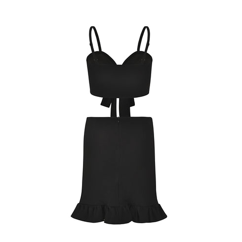 High waist ruffled hip wrap holiday skirt - ROUTINE FASHION